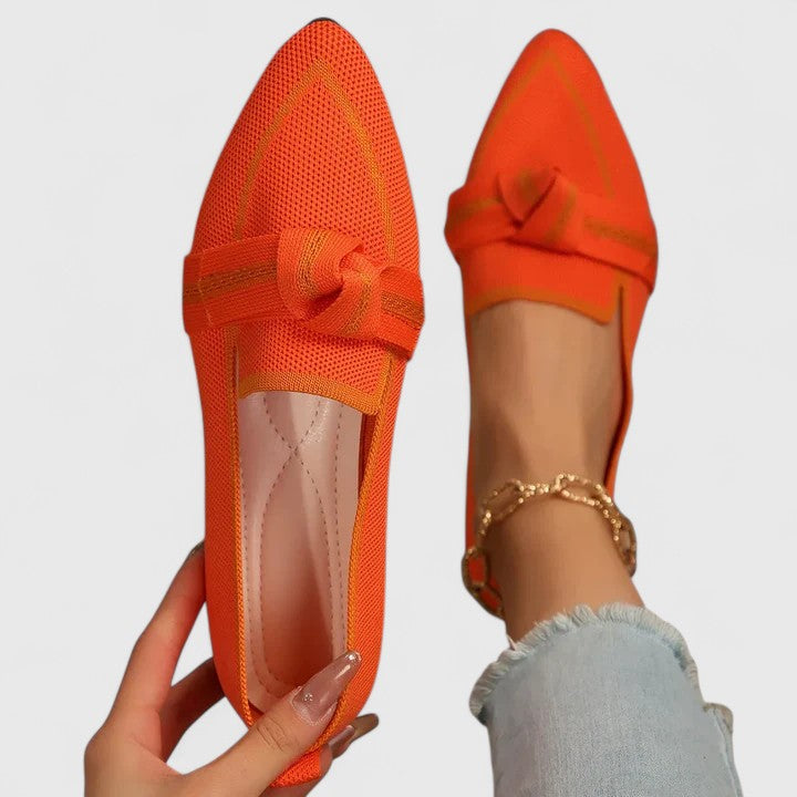 Women's Pointed Toe Knit Loafers | Bow Flats-6