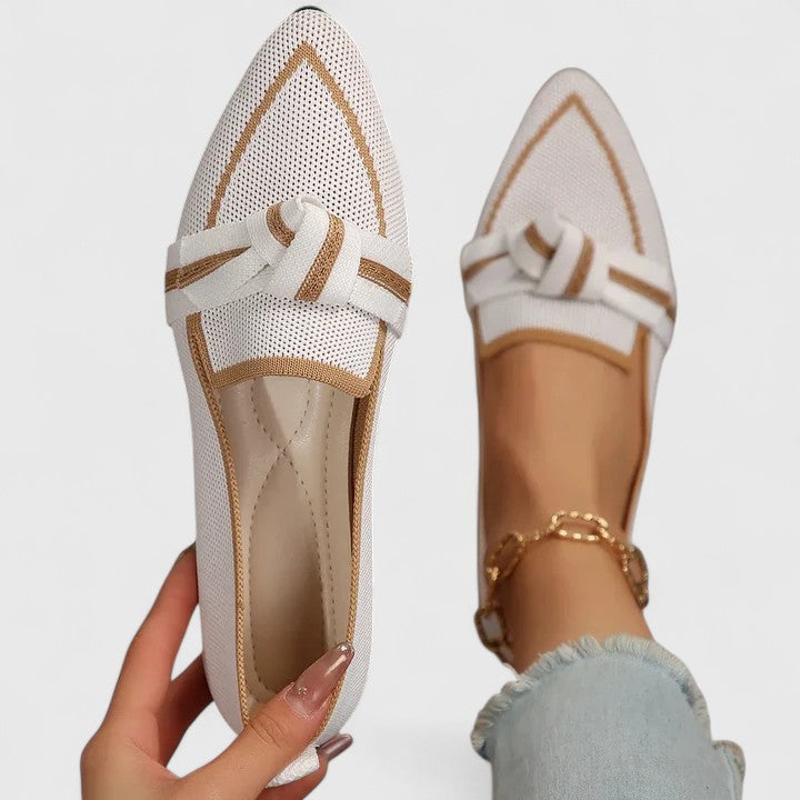 Women's Pointed Toe Knit Loafers | Bow Flats-2