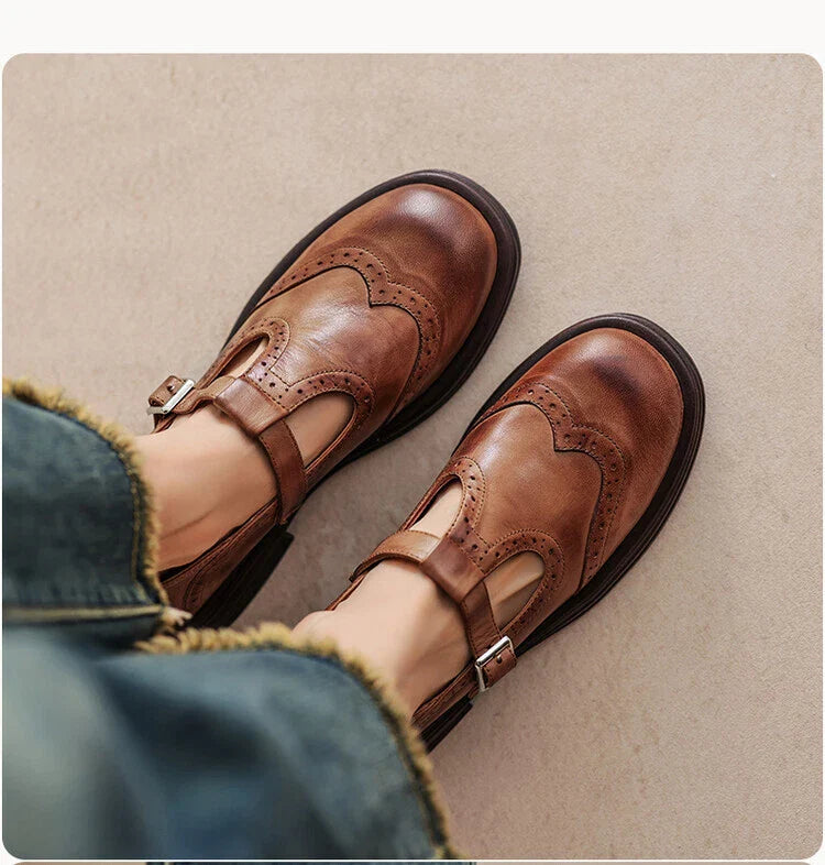 Women's Vintage Loafers | Buckle Strap Casual-10