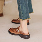 Women's Vintage Loafers | Buckle Strap Casual-4
