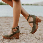 Women's Closed Toe Wedge Clogs | Ankle Strap Heels-3