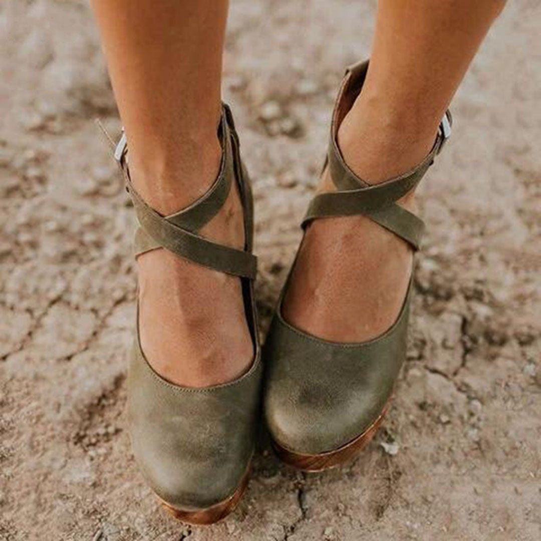 Women's Closed Toe Wedge Clogs | Ankle Strap Heels-5
