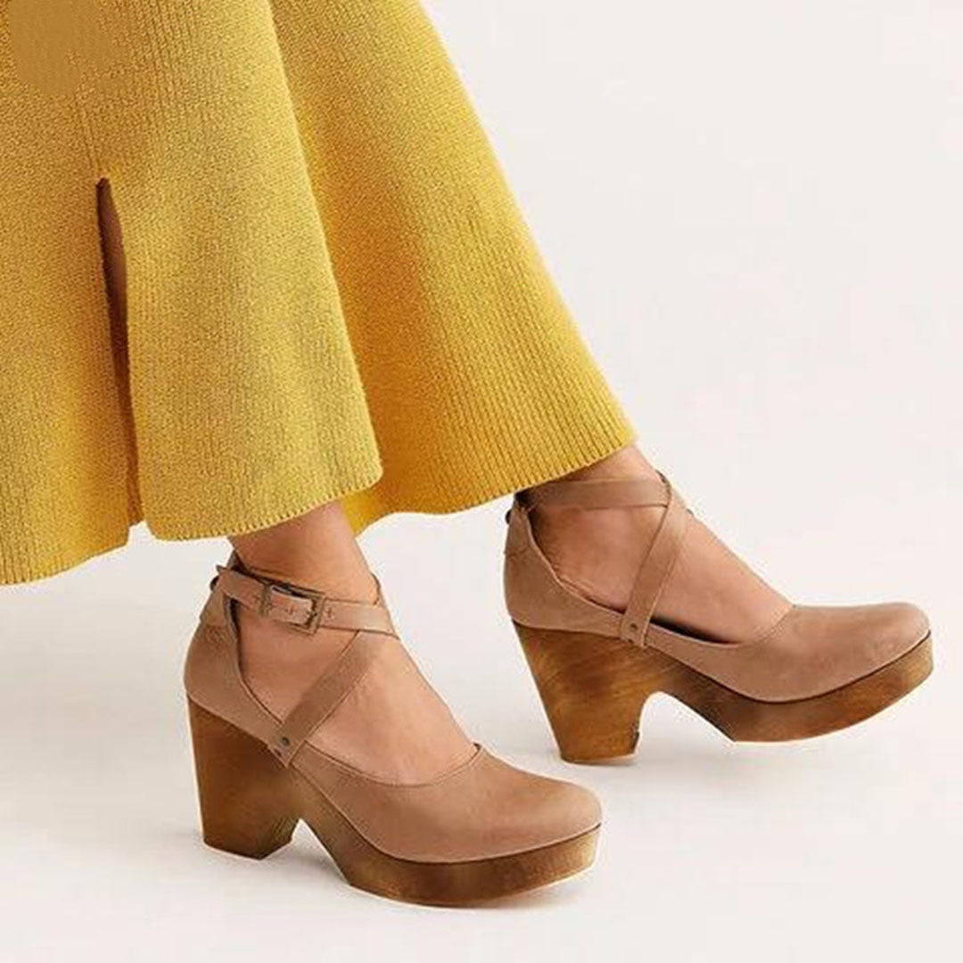 Women's Closed Toe Wedge Clogs | Ankle Strap Heels-6