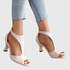 Women's Peep Toe Block Heels | Cutout Sandals-2