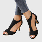 Women's Peep Toe Block Heels | Cutout Sandals-4