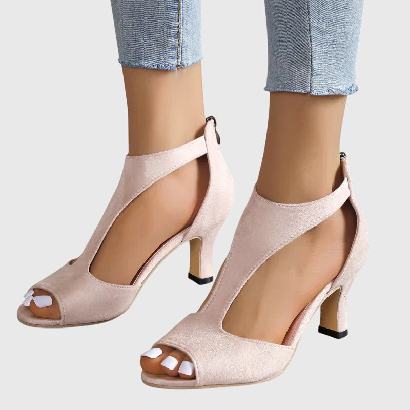 Women's Peep Toe Block Heels | Cutout Sandals-3