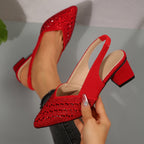 Women's Sparkle Block Heel Shoes | Evening Party-10