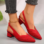 Women's Sparkle Block Heel Shoes | Evening Party-9