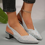 Women's Sparkle Block Heel Shoes | Evening Party-3