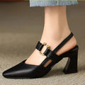Women's Slingback Block Heel Shoes | Elegant Black-1