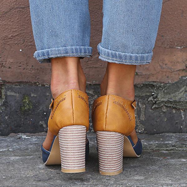 Women's T Strap Block Heel Shoes | Casual-6