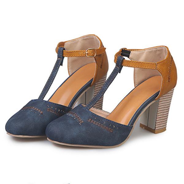 Women's T Strap Block Heel Shoes | Casual-7