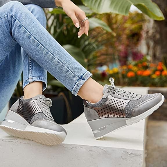 Women's Hidden Wedge Sneakers | Lace Up Platform-2
