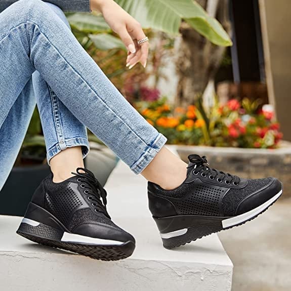Women's Hidden Wedge Sneakers | Lace Up Platform-3