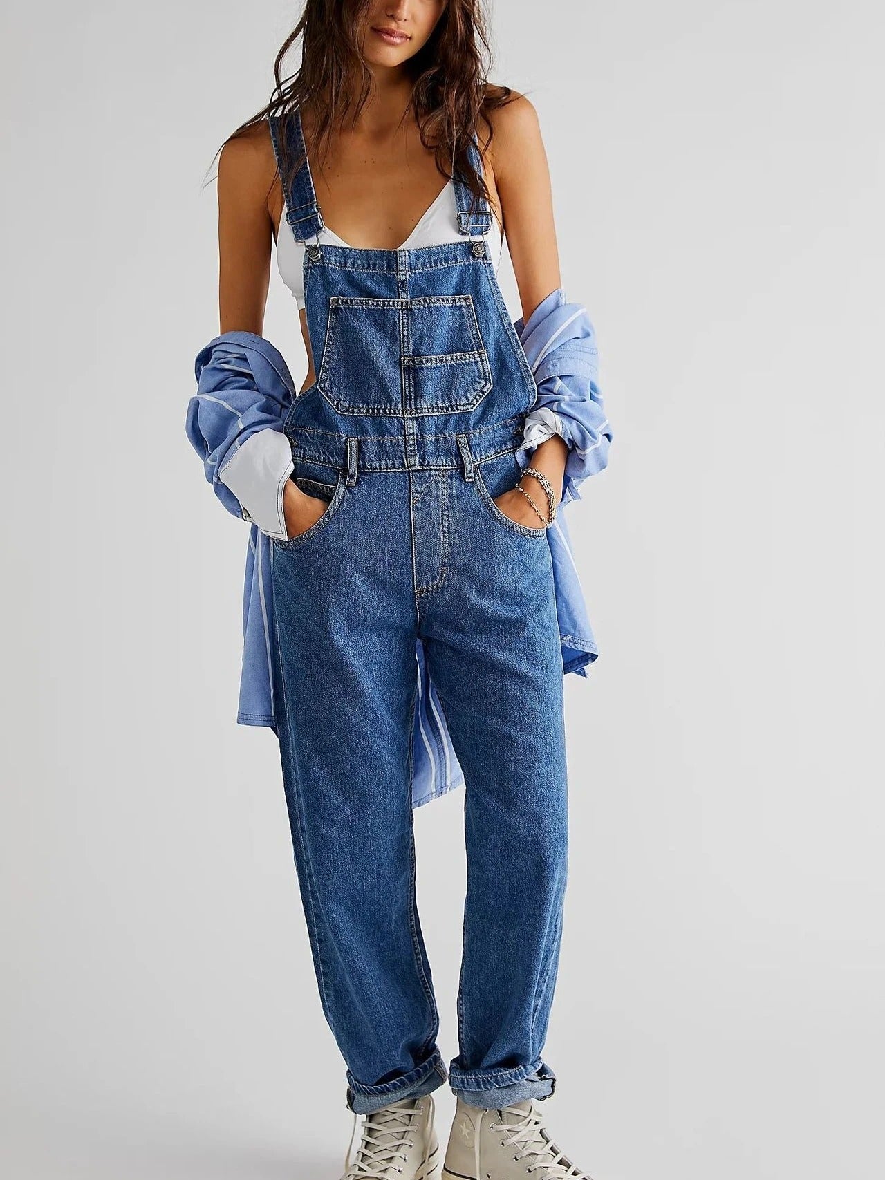 Women's Wide Leg Overalls | Casual High Waist-4