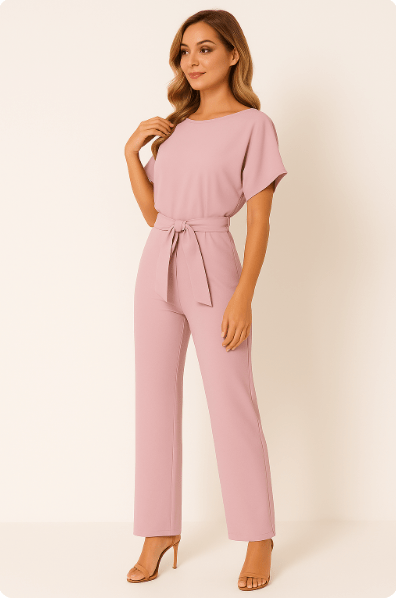 Women's Wide Leg Jumpsuit | Casual Tie Waist-12