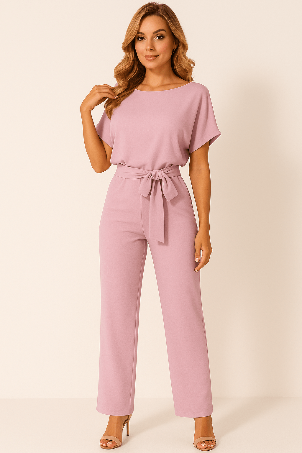 Women's Wide Leg Jumpsuit | Casual Tie Waist-11