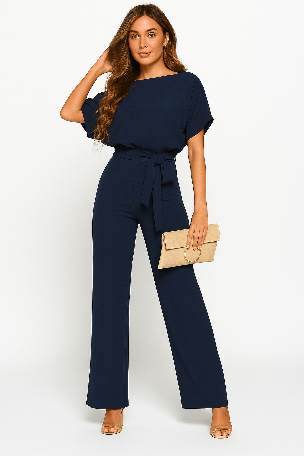Women's Wide Leg Jumpsuit | Casual Tie Waist-9