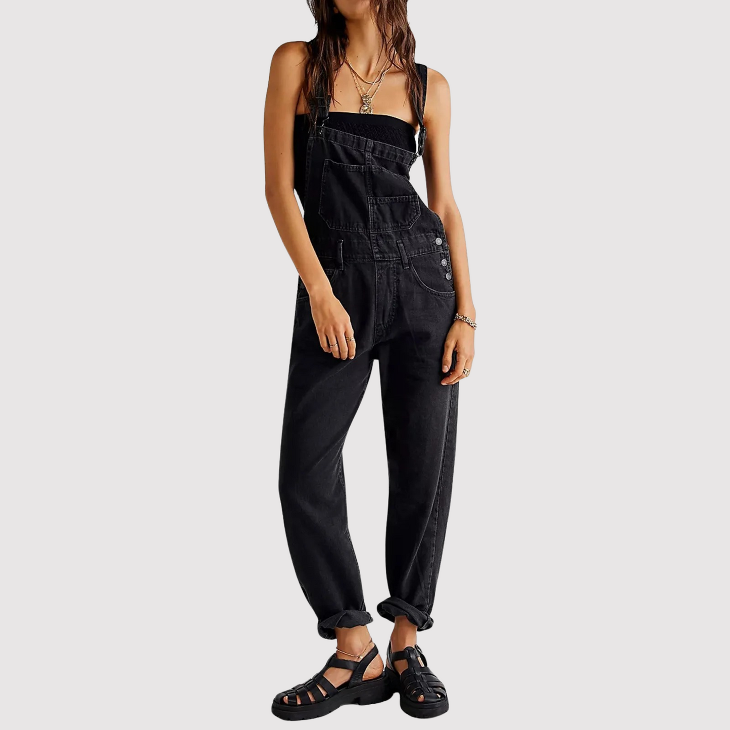 Women's Wide Leg Overalls | Casual High Waist-5