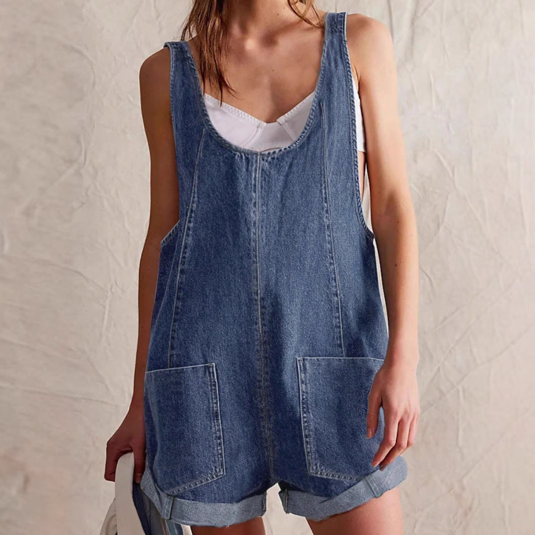 Women's Casual Mini Romper | Summer Cargo Pockets-5
