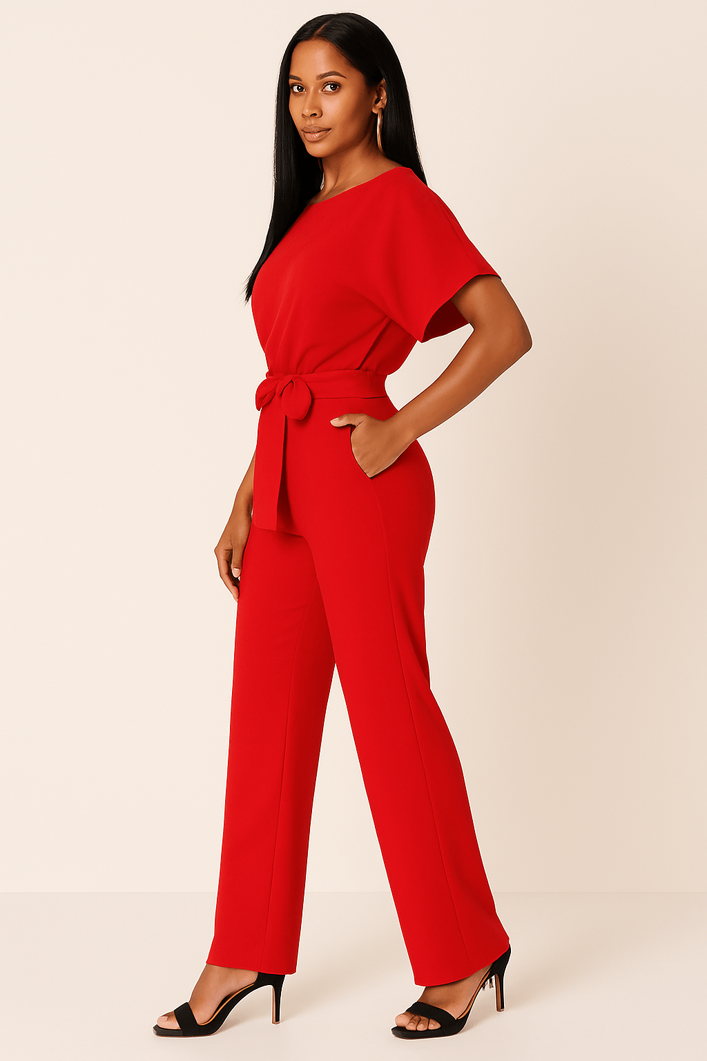 Women's Wide Leg Jumpsuit | Casual Tie Waist-15