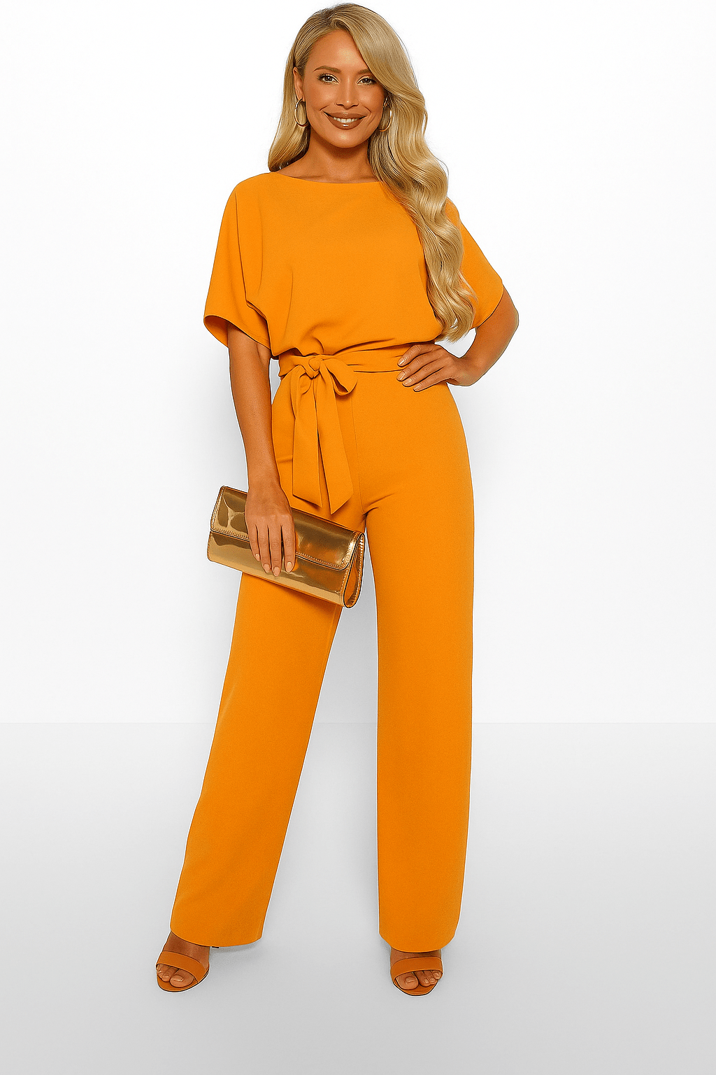 Women's Wide Leg Jumpsuit | Casual Tie Waist-17