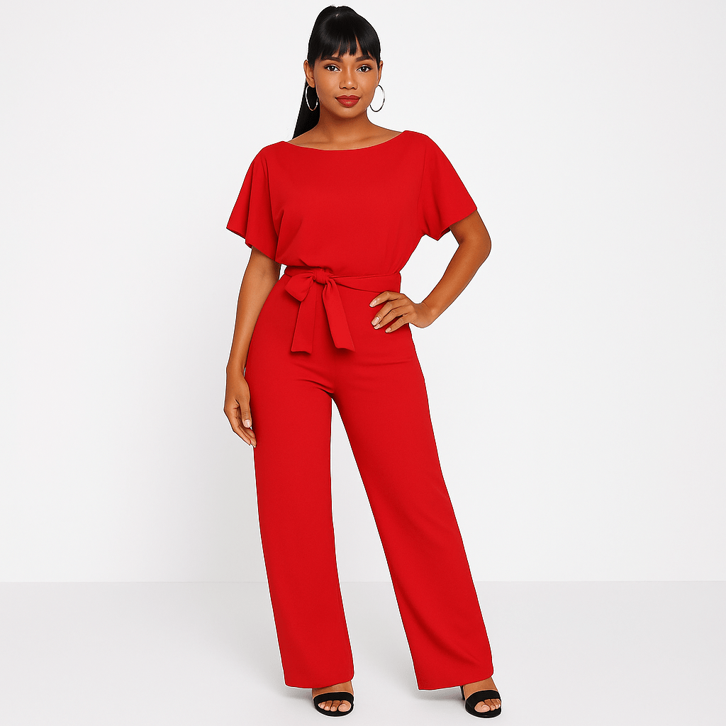 Women's Wide Leg Jumpsuit | Casual Tie Waist-14