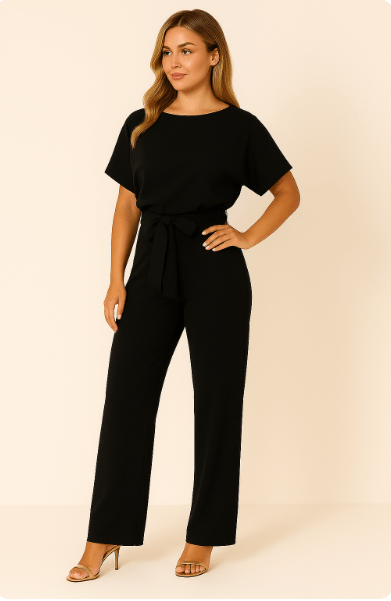 Women's Wide Leg Jumpsuit | Casual Tie Waist-5