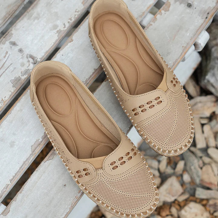 Women's Perforated Flat Loafers | Slip-On Moccasins-7