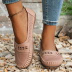 Women's Perforated Flat Loafers | Slip-On Moccasins-13