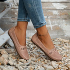 Women's Perforated Flat Loafers | Slip-On Moccasins-15