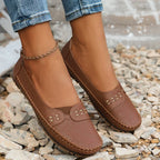 Women's Perforated Flat Loafers | Slip-On Moccasins-8