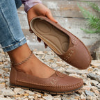 Women's Perforated Flat Loafers | Slip-On Moccasins-9