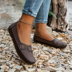 Women's Perforated Flat Loafers | Slip-On Moccasins-10