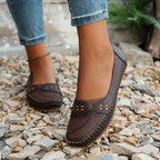 Women's Perforated Flat Loafers | Slip-On Moccasins-11