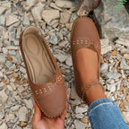Women's Perforated Flat Loafers | Slip-On Moccasins-2