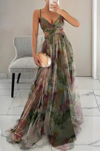 Women's Floral Print Maxi Dress | Strapless Pleated Gown-11