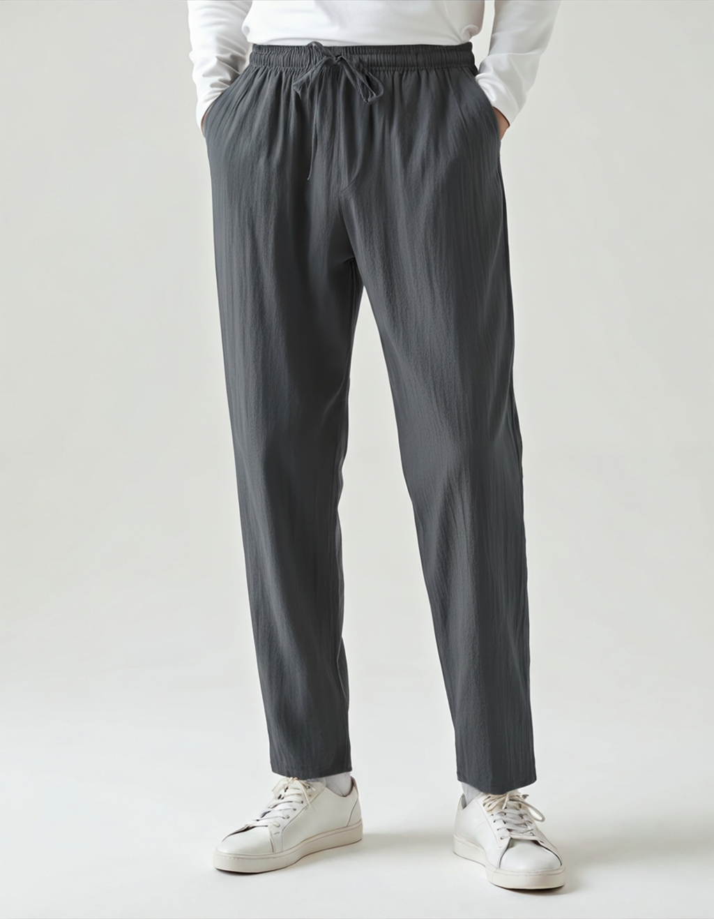 Men's Wide Leg Pants with Drawstring | Casual-14