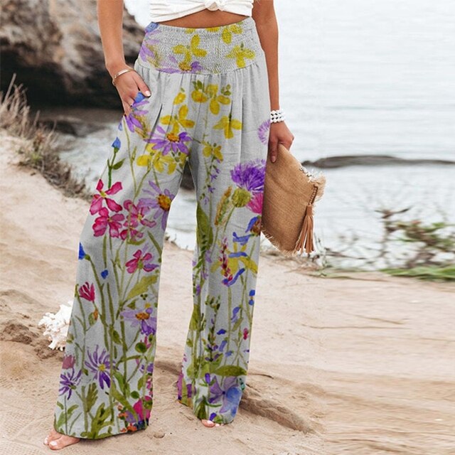 Women's Floral Wide Leg Pants | Summer Boho-5
