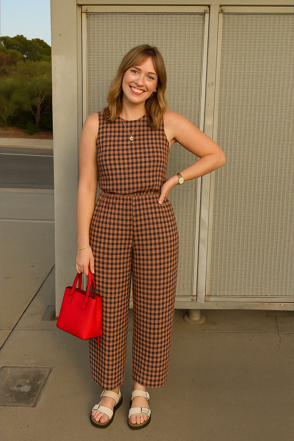 Women's Checkered Wide Leg Pants Set | Casual-8