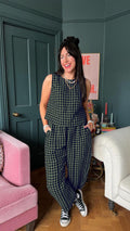 Women's Checkered Wide Leg Pants Set | Casual-10