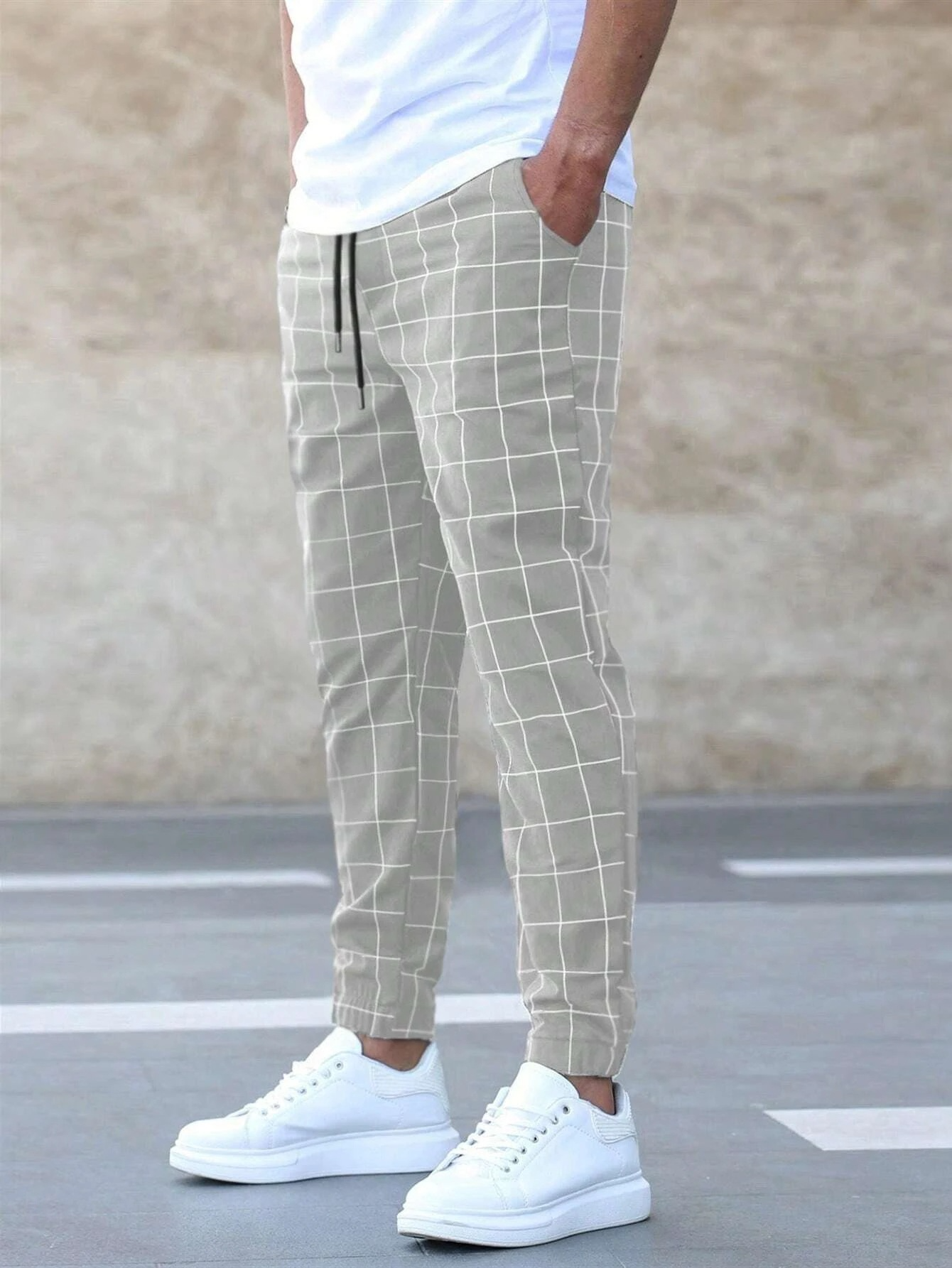 Men's Plaid Jogger Pants | Casual Drawstring-2