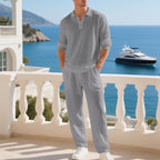 Men's Casual Polo Set | Wide Leg Pants-5