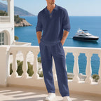 Men's Casual Polo Set | Wide Leg Pants-1
