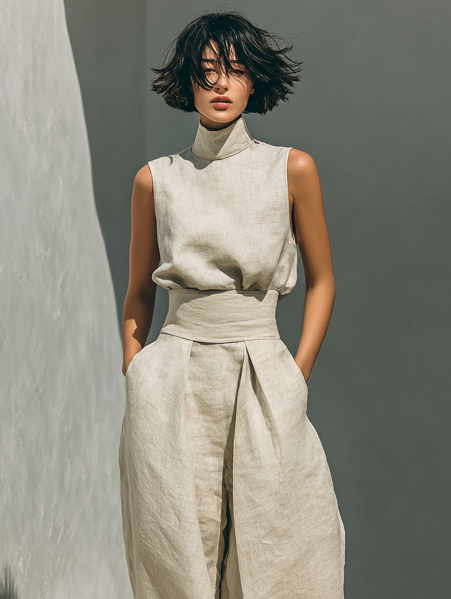 Women's Maxi Set | Sleeveless Wide Leg Pants-6