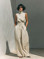 Women's Maxi Set | Sleeveless Wide Leg Pants-8