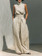 Women's Maxi Set | Sleeveless Wide Leg Pants-1
