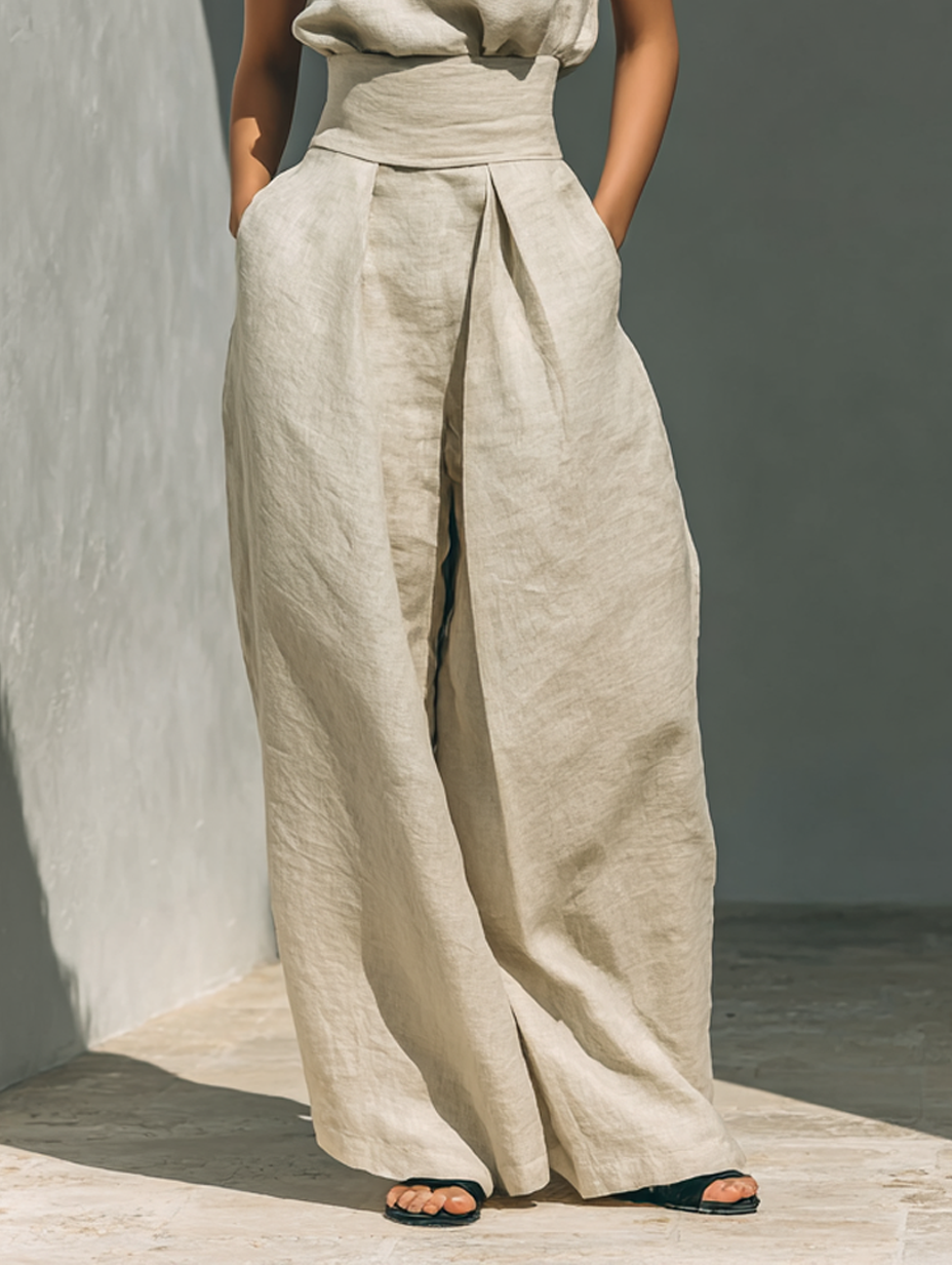 Women's Maxi Set | Sleeveless Wide Leg Pants-7
