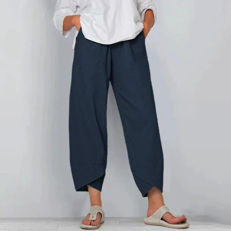 Women's Wide Leg Cropped Pants | Loose Fit Casual-1