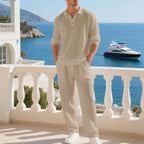 Men's Casual Polo Set | Wide Leg Pants-6